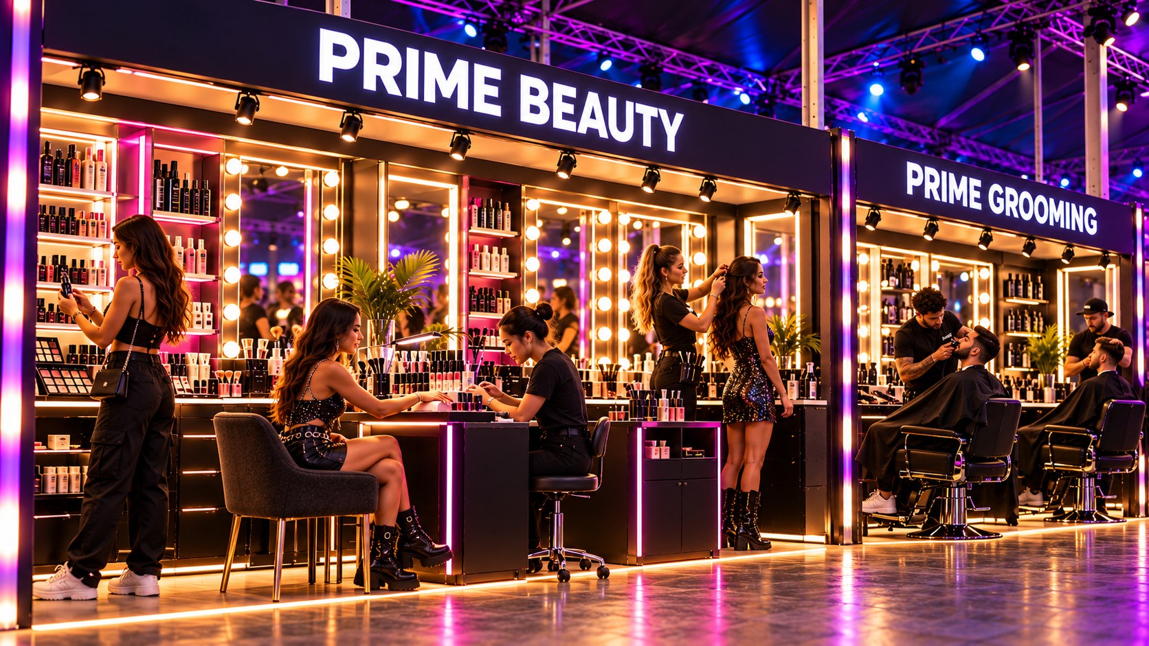 Makeup and hair styling in the PRIME Beauty bay