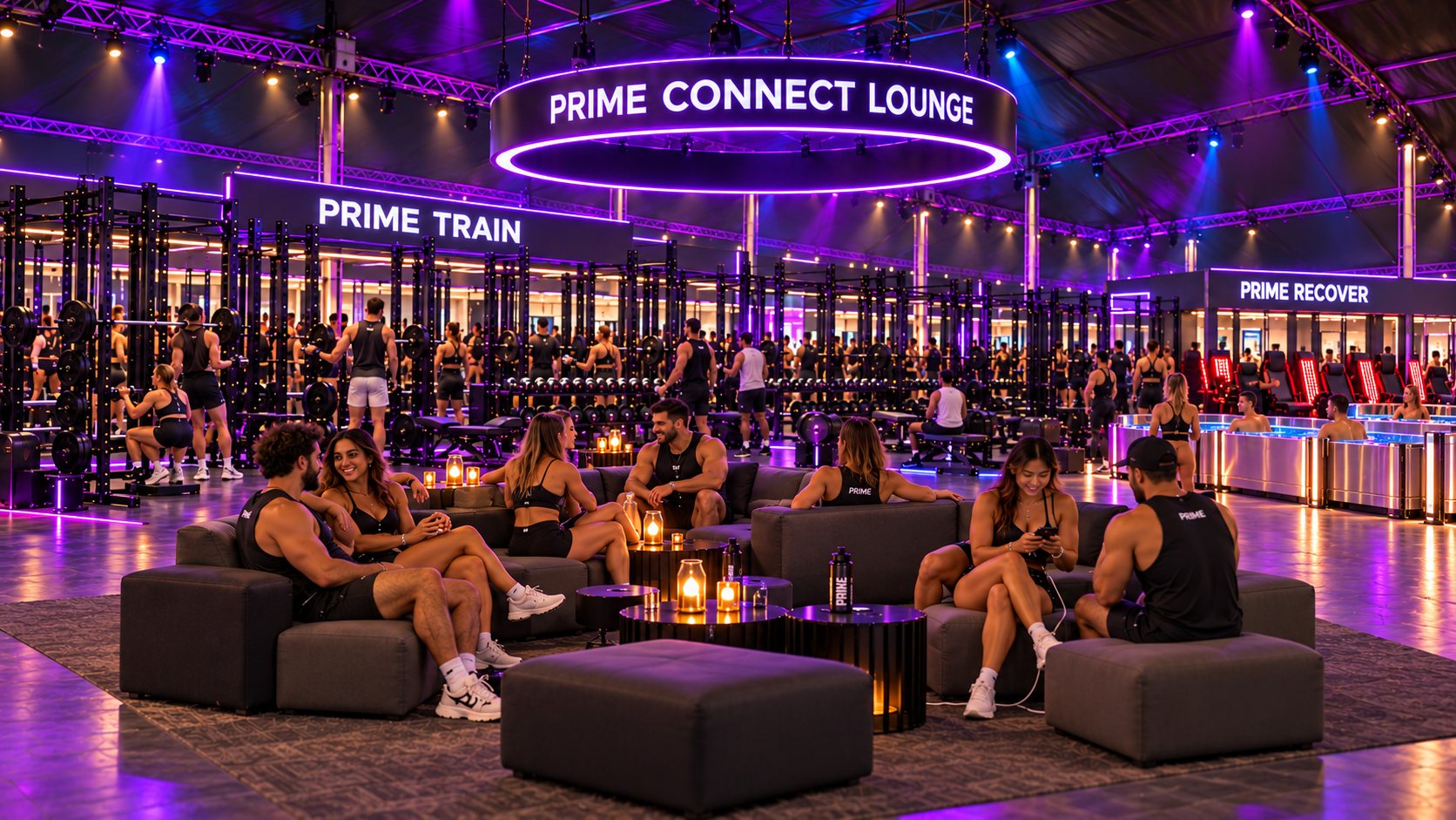 Central PRIME Connect Lounge facing the training and recovery areas