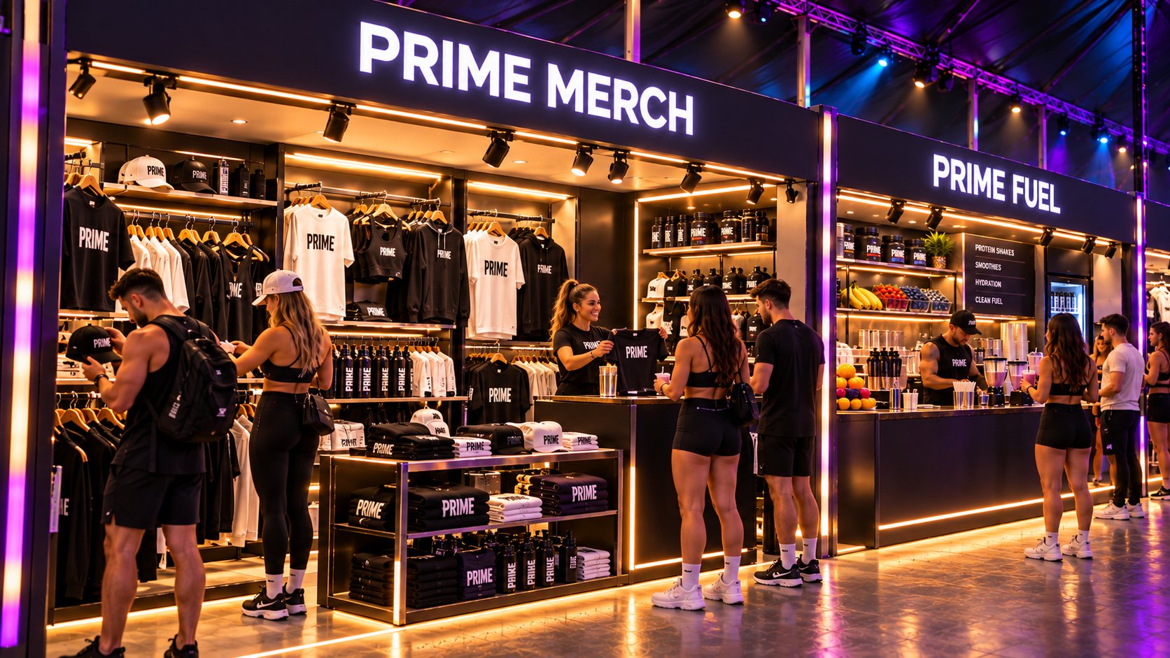 PRIME Merch at the end of the lifestyle strip nearest the entrance
